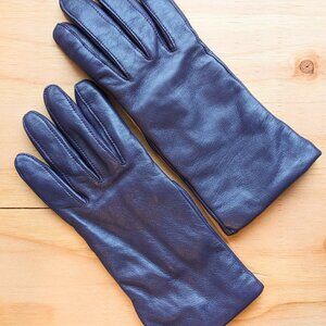 Lands End Women's Leather / Cashmere Gloves - Purple L